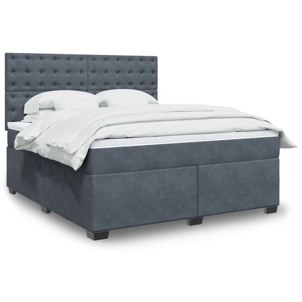 vidaXL Posteľný rám boxspring s matracom tmavosivý 180x200 cm zamat