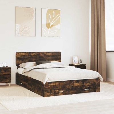 vidaXL Rám postele Dymová dub 140 x 190 cm Kompozitné drevo
