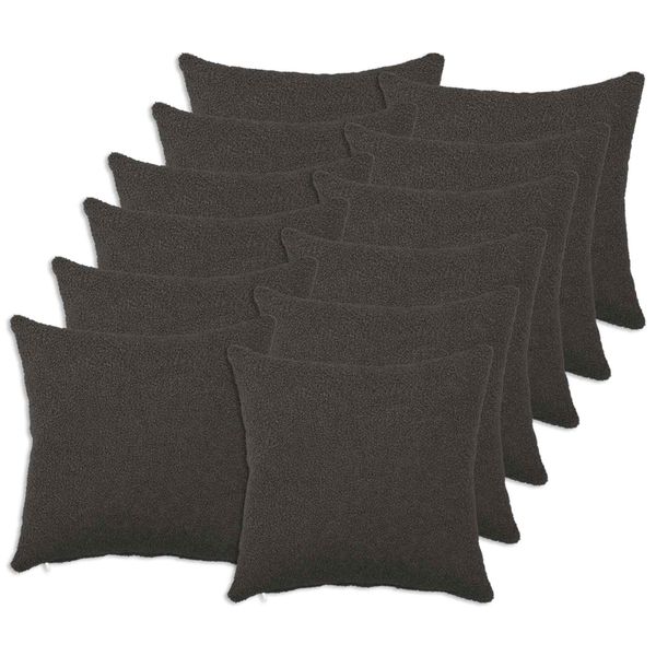 vidaXL Poťah na podložku 12 pcs HEERLEN Tmavosivá 45 x 45 cm Bouclé