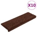vidaXL Schodové rohože 10 ks 65x21x4 cm hnedé s obdĺžnikovým okrajom