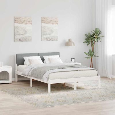 vidaXL Rám postele Biela a svetlosivá 150 x 200 cm Borovicový masív