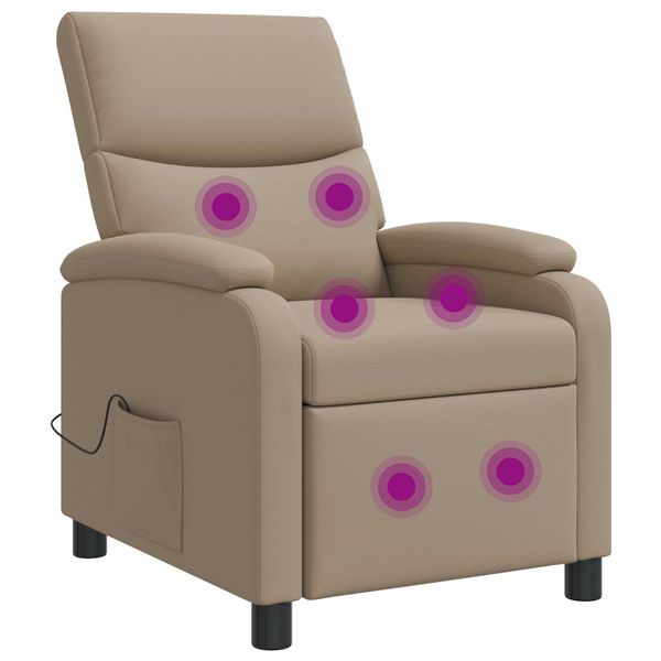 vidaXL Masážne relaxačné kreslo Kapučínová Umelá koža