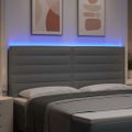vidaXL LED hlavová doska s LED pásikmi Svetlosivá 200 cm látka