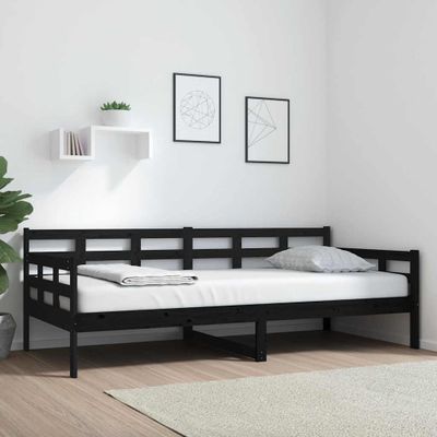 vidaXL Denná posteľ čierna masívna borovica 90x200 cm