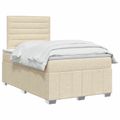 vidaXL LED boxspring posteľ s matracom Krémová 120 x 190 cm Látka