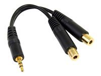 Stereo Splitter Cable - Gold Terminals - 3.5mm Male to 2x 3.5mm Female - Headphone Splitter (MUY1MFF) - Audio separátor - mini-phone stereo 3.5 mm s pinmi (samec) do mini-phone stereo 3.5 mm so zdierkami (samica) - 15.2 cm - pre P/N: MU1MMS, PCISOUND4CH