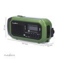 Rádio NEDIS RDDBCR2000GN núdzové DAB+/FM, ručná kľuka, solárny panel