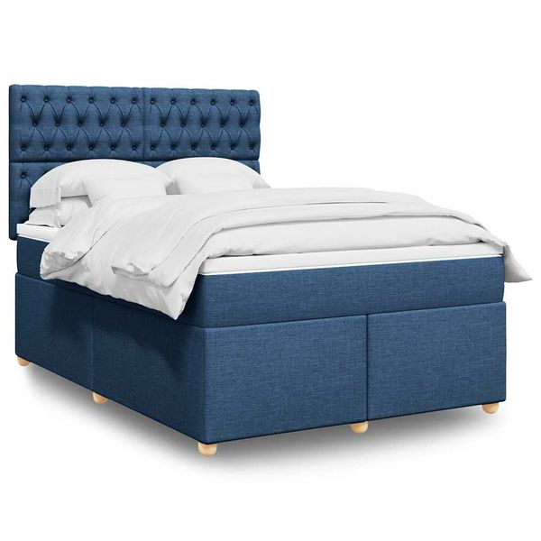 vidaXL Boxspring posteľ s matracom modrý 140x190 cm látka