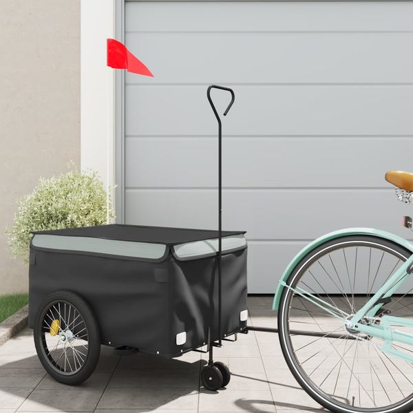 vidaXL Vozík za bicykel, čierno sivý 30 kg, železo