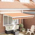 vidaXL Sklopná markíza Žltá a oranžová 350 x 250 x 165 cm Textil a kov