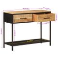 vidaXL Konzolový stolík 100x35x76 cm mangovníkový masív a železo