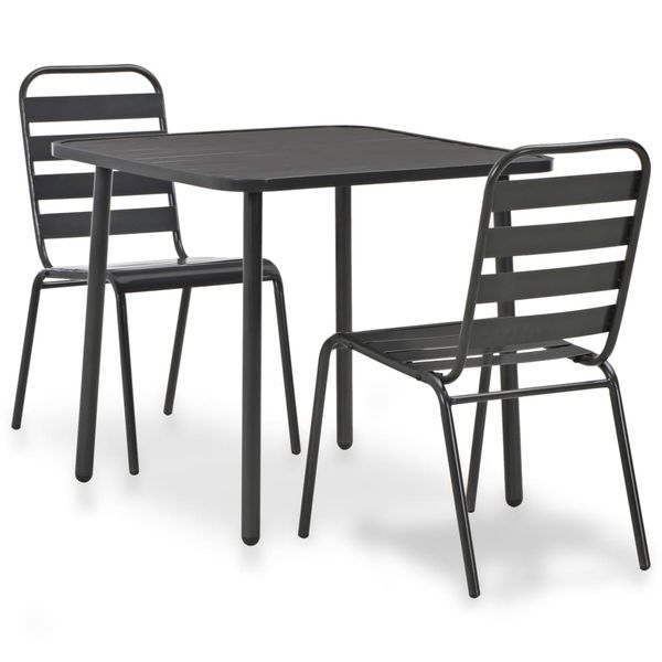 vidaXL 3-dielna bistro súprava tmavo-sivá oceľová