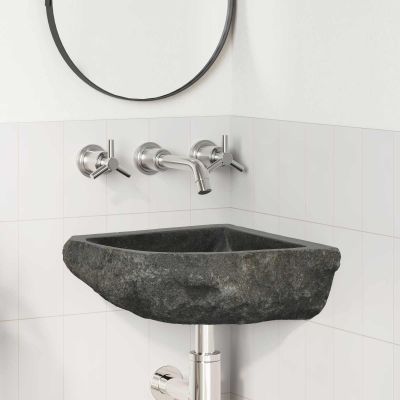 vidaXL Umývadlo Sivá (30-37) x (30-37) x 12 cm Riečna skala