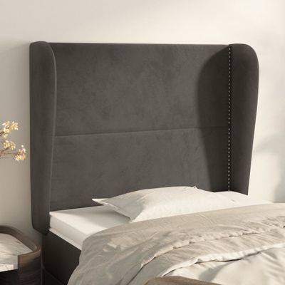 vidaXL Čelo postele so záhybmi tmavosivé 83x23x118/128 cm zamat