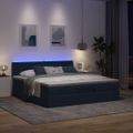 VidaXL Osmanská posteľ s matracom a LED diódami Modrá látka 180x200 cm