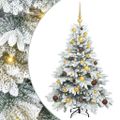 vidaXL Umelý vianočný stromček s 150 LED-i Biela 120 cm PE a PVC