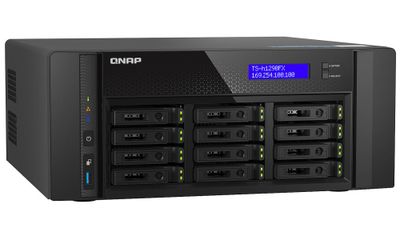 QNAP TS-h1290FX-7302P-128G (AMD EPYC, 128GB ECC RAM, 12x 2,5" U.2, 2x M.2 NVMe, 2x 2,5GbE, 2x 25GbE) Sietové úložisko NAS, EPYC 7302P, 128GB ECC RAM, 12x 2,5" SATA III/U.2 NVMe PCIe Gen4 x4, 2x 25Gb SFP28, 2x 2,5Gb LAN, 3x USB 3.0,
