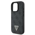 Puzdro Guess pre iPhone 16 Pro 6,3" GUHCP16LP4TDPK Kožené 4G Triangle Strass čierne MagSafe