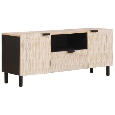 vidaXL TV skrinka s dverami Biele umývanie dokončenie 105 x 33 x 46 cm