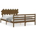 vidaXL Posteľný rám s čelom medovo hnedý King Size masívne drevo