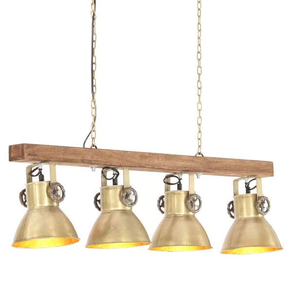 vidaXL Industriálna stropová lampa mosadzná E27 mangovníkové drevo