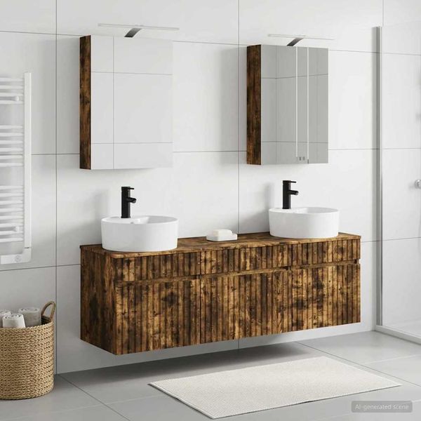 vidaXL Set kabinetov do kúpeľne 5 pcs Dymový dub 50 x 14,5 x 70 cm