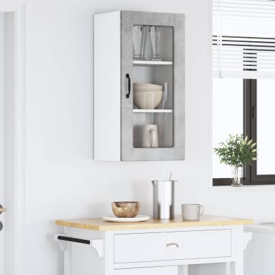 vidaXL Nástenný sklenený kabinet LUCCA Betónovo sivá 40 x 31 x 80 cm