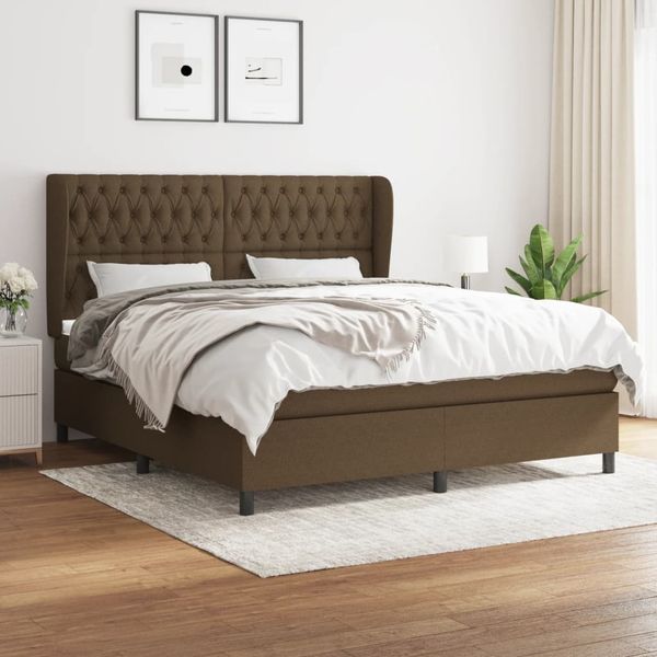 vidaXL Boxspring posteľ s matracom tmavohnedá 180x200 cm látka