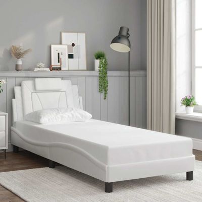 vidaXL Rám postele Viana bez matraca biely 90x200 cm umelá koža