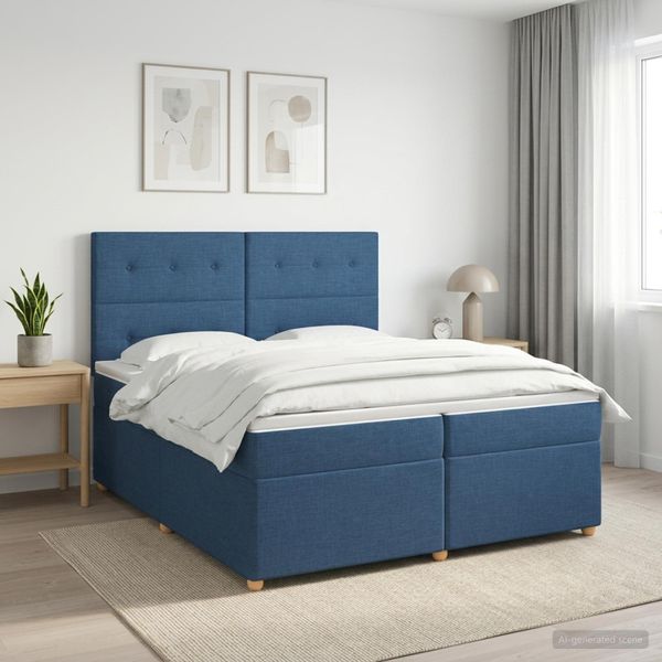 vidaXL Posteľ boxspring s matracom Modrá 200 x 200 cm Látka