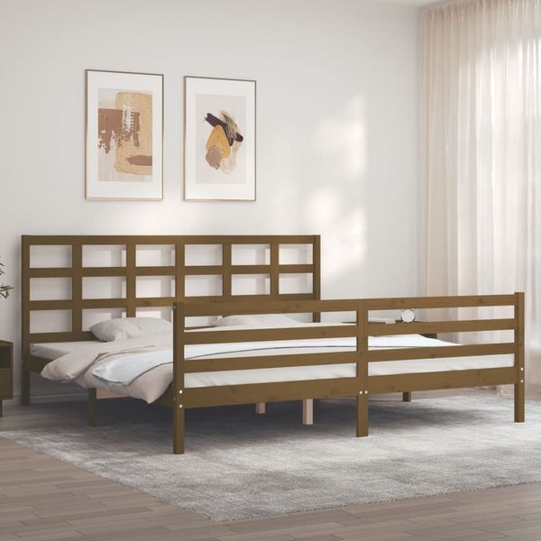 vidaXL Posteľný rám s čelom medovo-hnedý 200x200 cm masívne drevo
