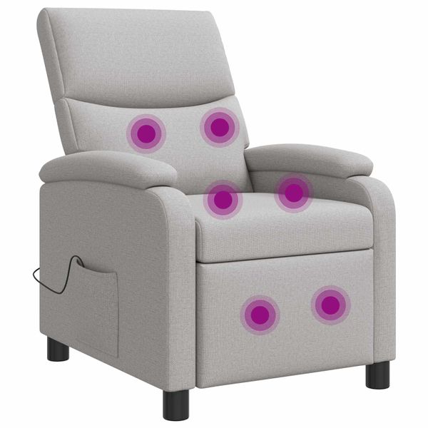 vidaXL Masážne relaxačné kreslo Oblá šedá Látka