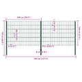 vidaXL Plotový panel so stĺpikmi, železný 349x120 cm, zelený