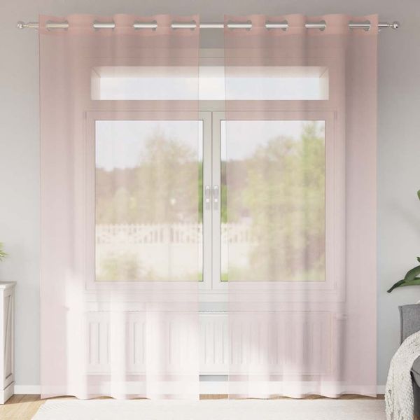 vidaXL Voálové závesy s priechodkami 2 ks svetloružové 140x245 cm