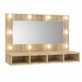 vidaXL Zrkadlová skrinka s LED dub sonoma 90x31,5x62 cm