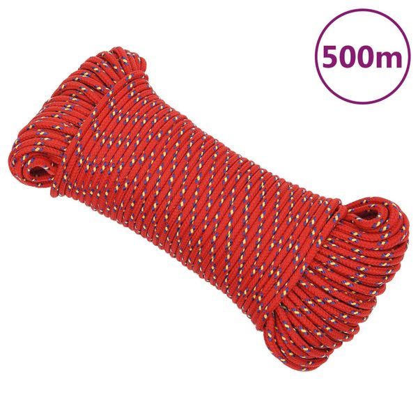 vidaXL Lodné lano červené 3 mm 500 m polypropylén