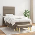 vidaXL Posteľný rám boxsping s matracom sivohnedý 90x200 cm látka
