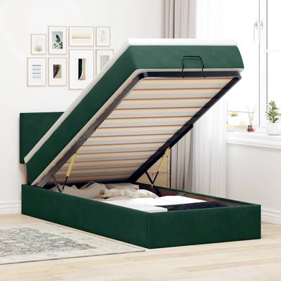 vidaXL Osmanský rám postele s matracom tmavozelená 90x190 cm zamat