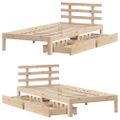 vidaXL Posteľný rám so zásuvkami 75x190 cm masívna borovica
