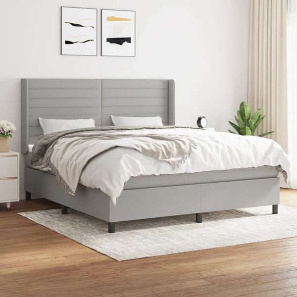vidaXL Boxspring posteľ s matracom bledosivá 180x200 cm látka
