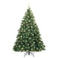 vidaXL Umelý vianočný stromček s 300 LED-i Zelená 180 cm PE a PVC