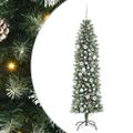 vidaXL Umelý chudý vianočný strom Zelená a biela 180 cm