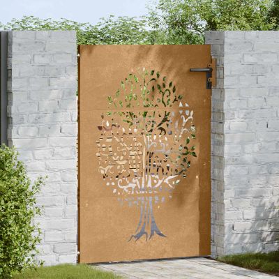 vidaXL Záhradná brána 85x150 cm z kortenovej ocele, dizajn stromu