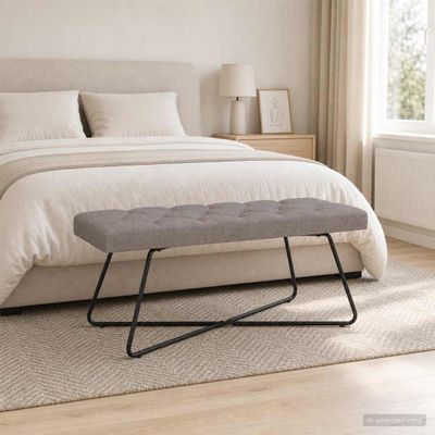 vidaXL Lavica s gombíkovým prešívaním Sivohnedá 110 x 40 x 46 cm Látka