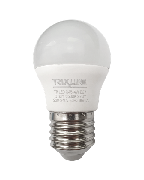 LED žiarovka Trixline 4W 376lm E27 G45 studená biela
