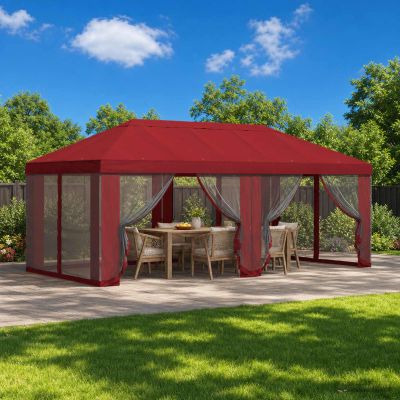 vidaXL Kryt altánku s bočnými stenami 6 x 3 m Vínovo červená Polyester