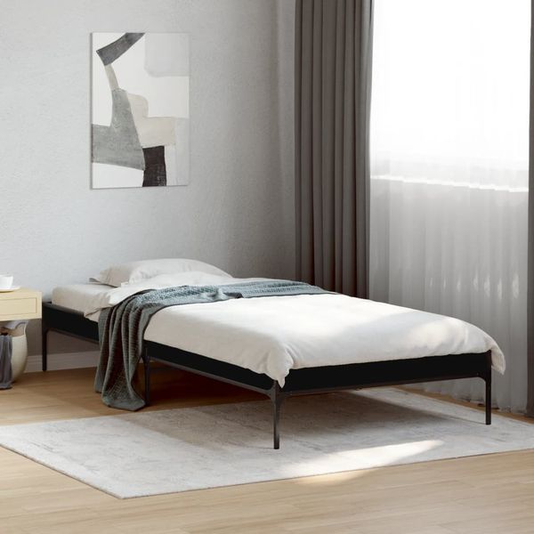 vidaXL Posteľný rám čierny 90x200 cm kompozitné drevo a kov
