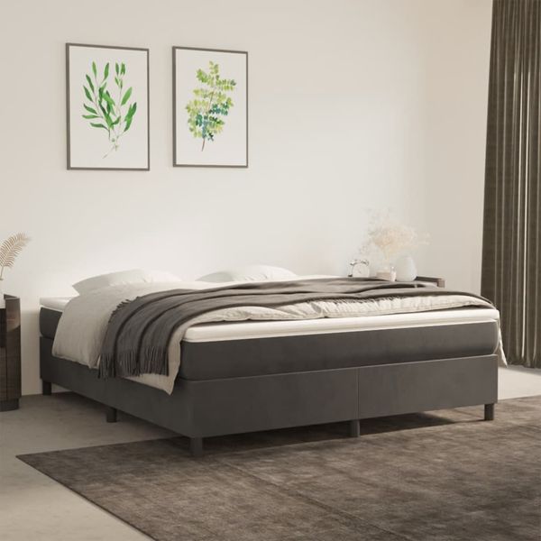 vidaXL Posteľný rám s boxspringom tmavosivá 160x200 cm zamat