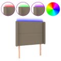 vidaXL Čelo postele s LED sivohnedé 103x16x118/128 cm látka