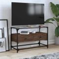 vidaXL TV skrinka sklenená doska hnedý dub 80x35x51 cm kompozit. drevo